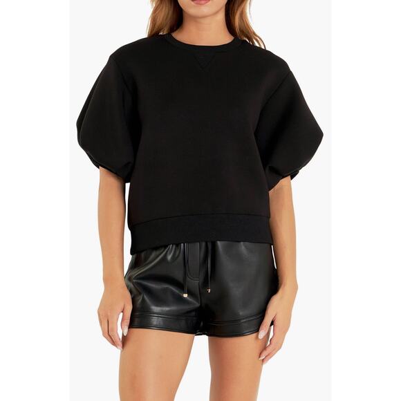 Grey Lab size Medium Black Puff Sleeve Sweatshirt New - Picture 1 of 7